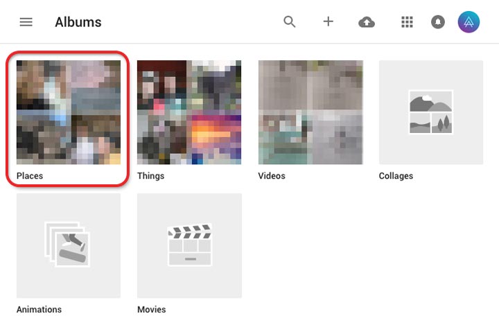 album hasil fitur lokasi foto di Google Photo