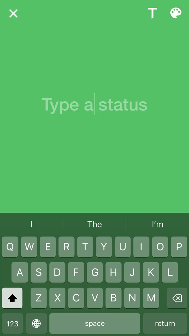 tangkapan layar mengetik status teks whatsapp