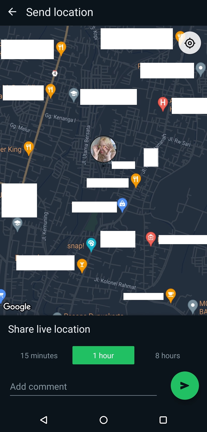 Location Sharing WhatsApp di HP 4
