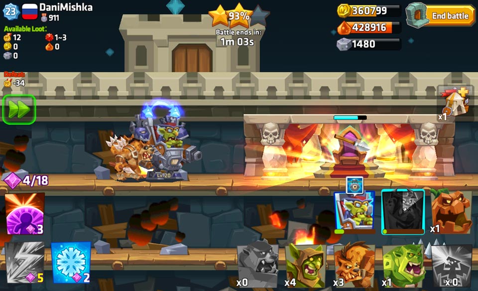 monster castle menyerang benteng musuh