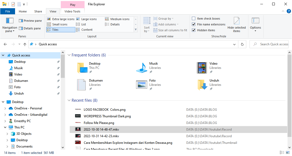 Cara Menghapus Recent Files di Windows - Tampilan Quick Access Penuh Sampah