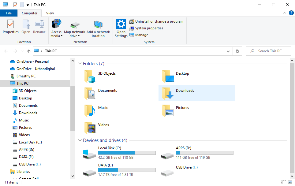 Cara Menghapus Recent Files di Windows - Tampilan This PC