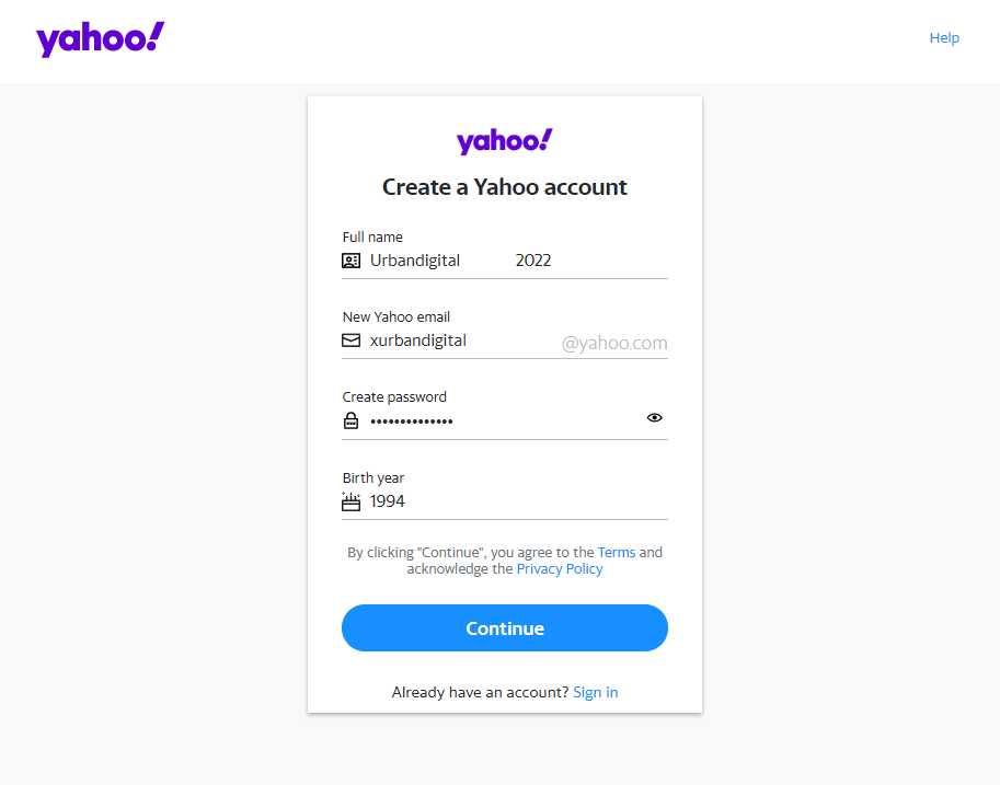Cara Membuat Akun di Yahoo Mail - Step 2