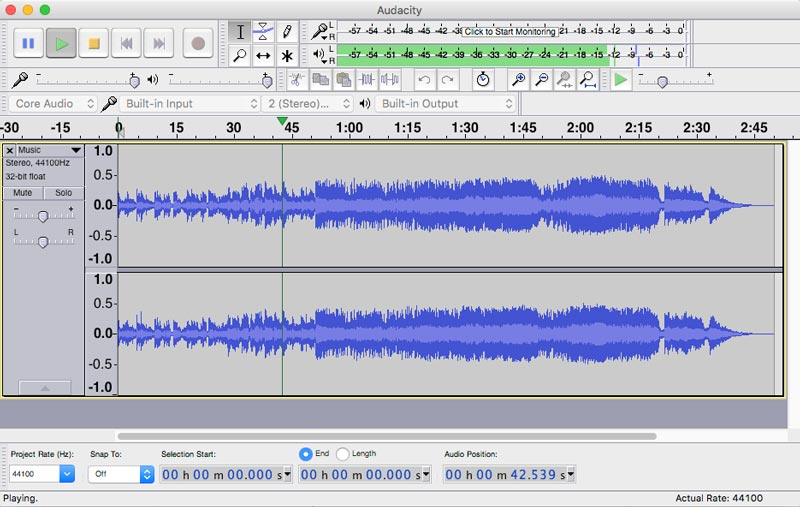 program perekam suara Audacity di Mac OS X