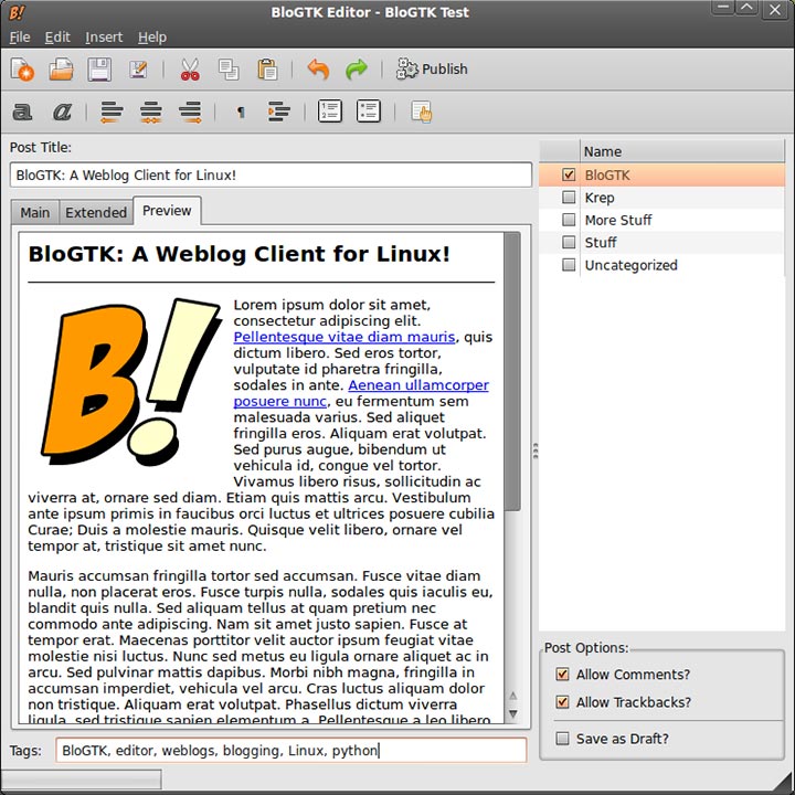 BloGTK blog editor