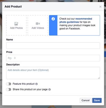 tambah foto di facebook shop