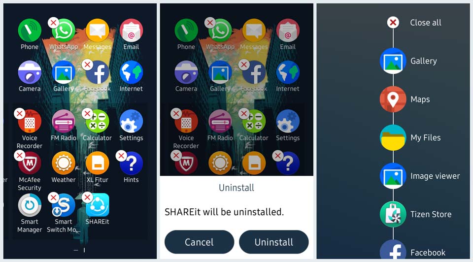 atur ikon dan recent app tizen