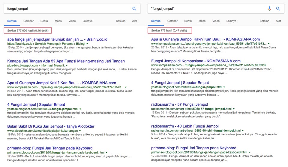 contoh cara menggunakan Google Search lebih baik