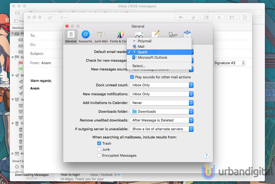 mengatur aplikasi email default mac