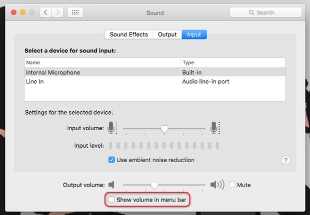 memulihkan ikon volume di menu bar mac