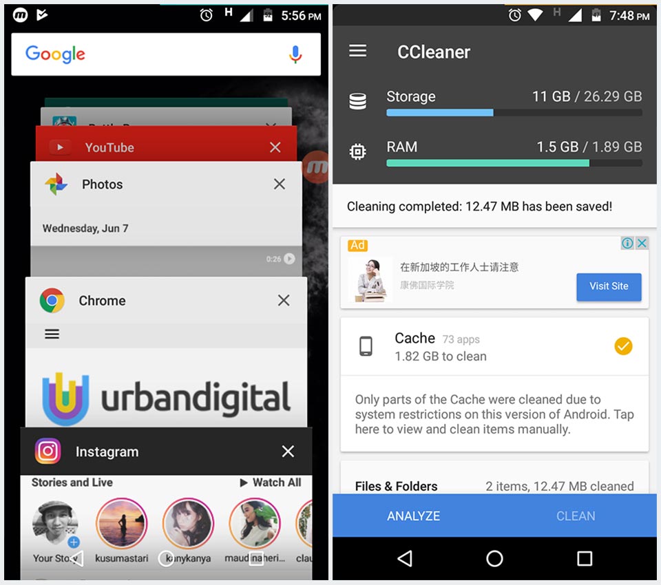 app switcher dan memory cleaner-android