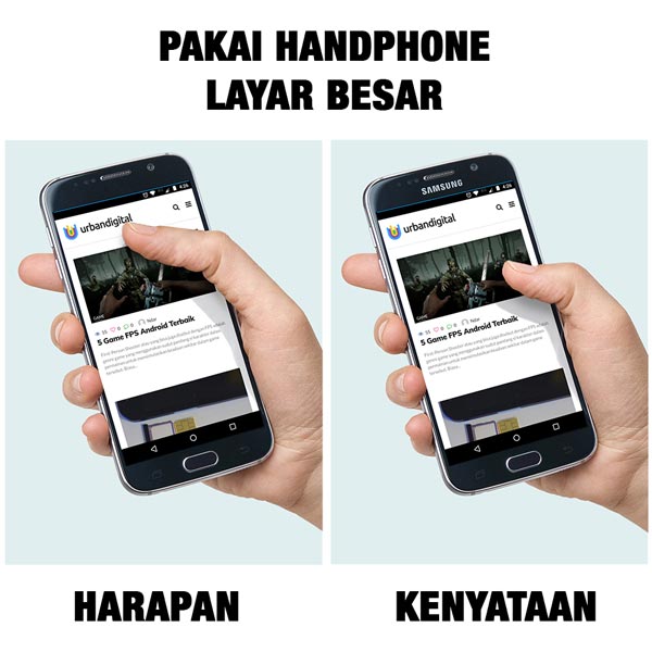 meme handphone layar besar