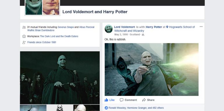 lord voldemort facebook account