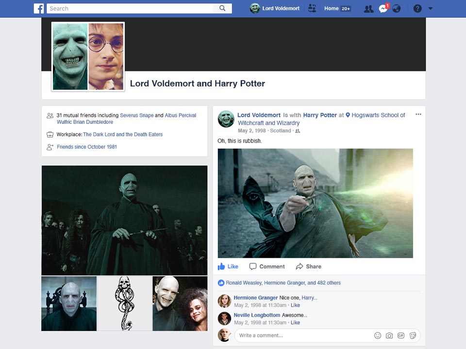lord voldemort facebook account