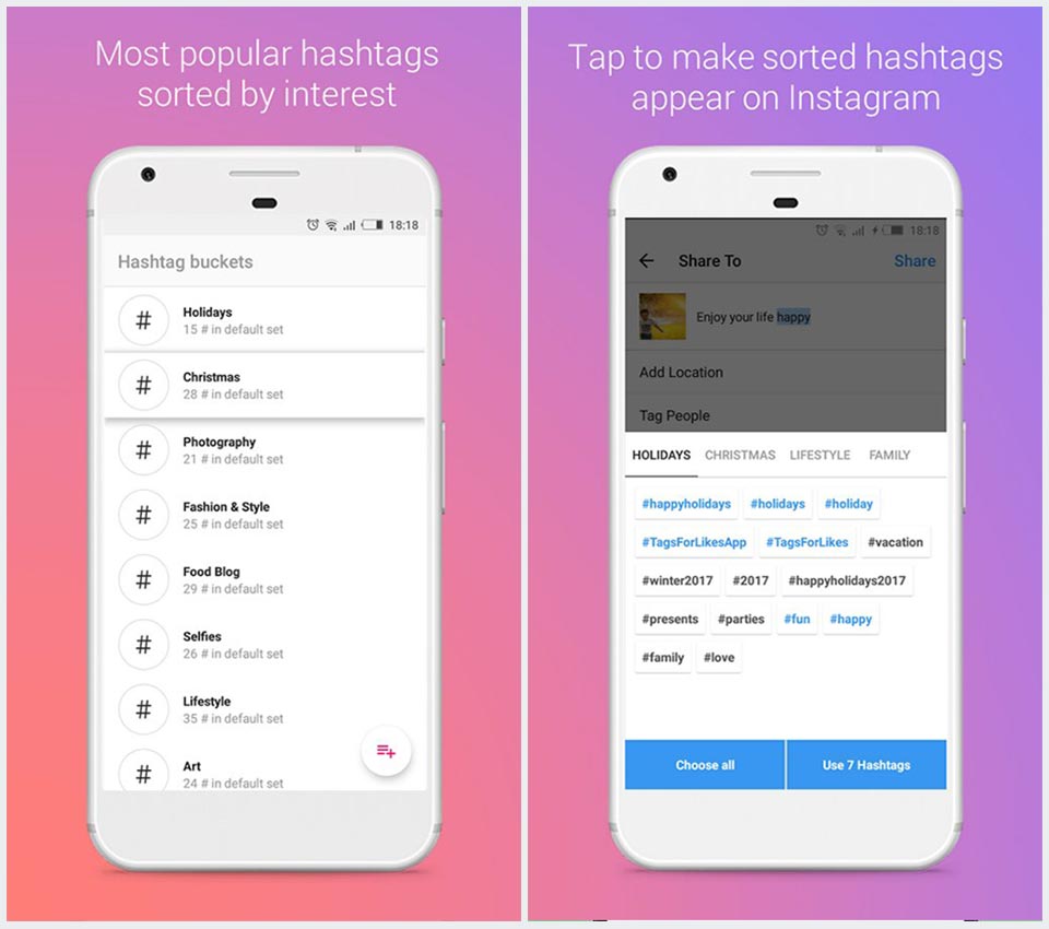 aplikasi Instagram untuk memilih hashtag