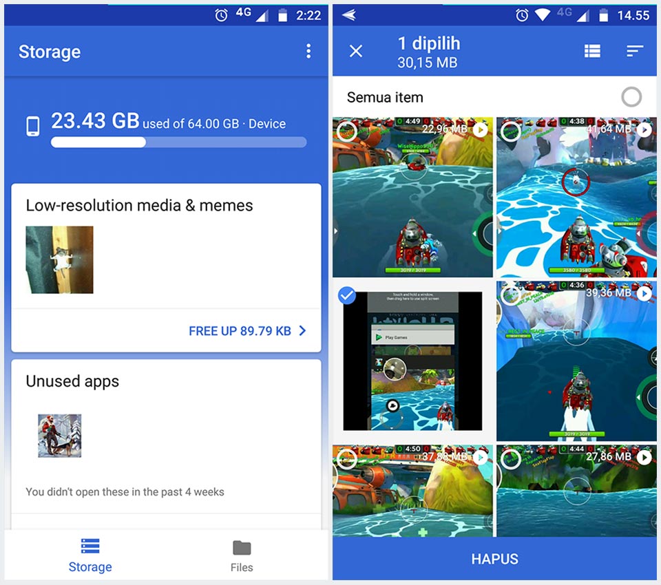 aplikasi files go menghindari memori handphone penuh