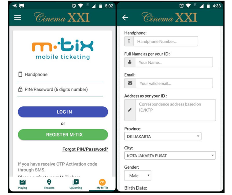 Cara Daftar M-Tix Aplikasi Cinema 21