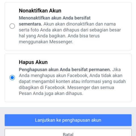 Cara Hapus Akun Facebook Permanen di HP