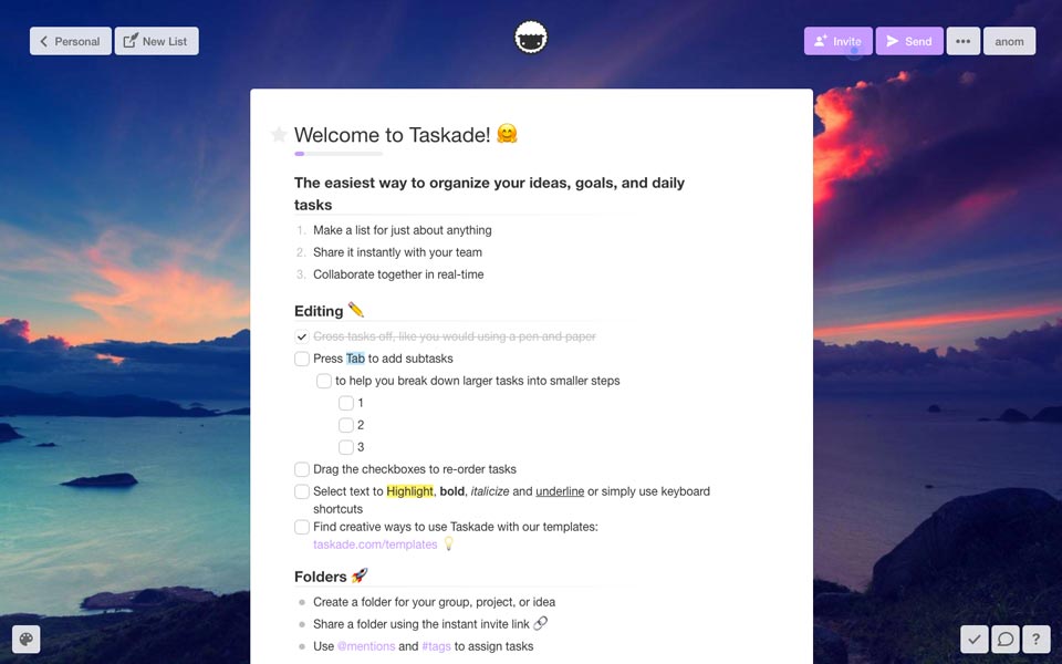 membuat daftar di taskade