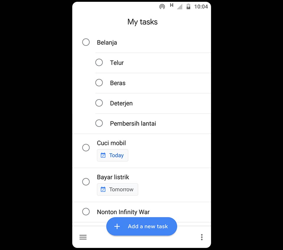 tampilan google tasks