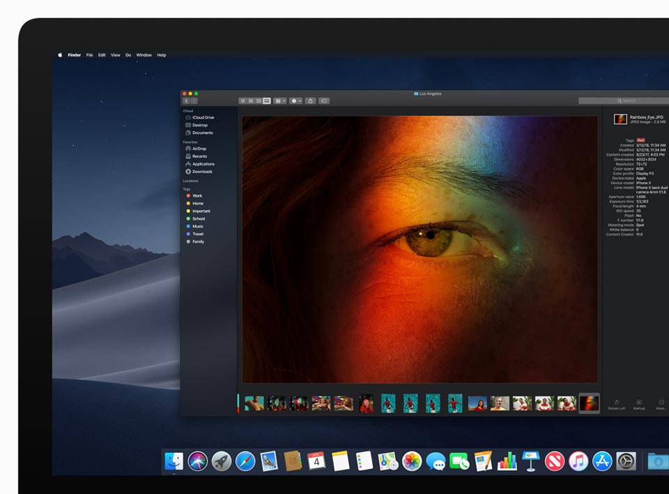 macOS Mojave dark mode finder preview