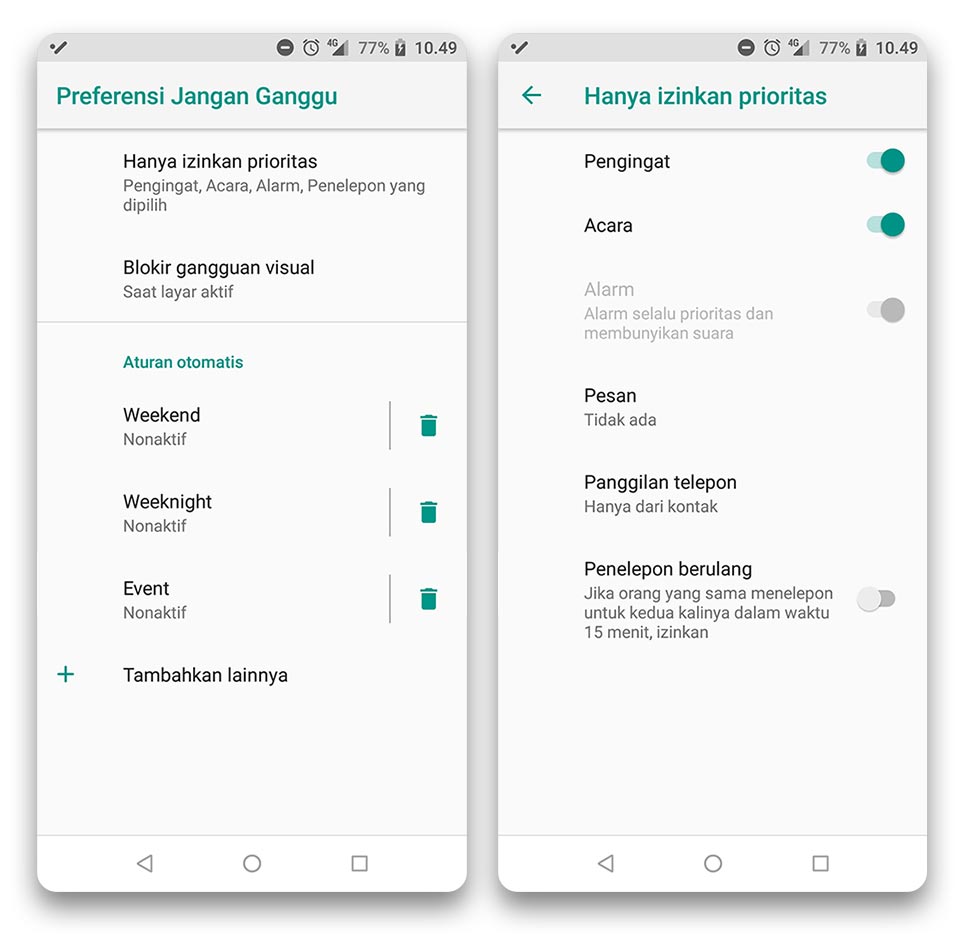 setelan fitur jangan ganggu