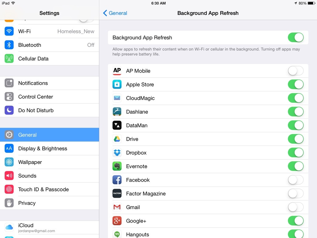 iPad Background App Refresh