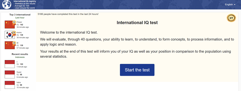 International IQ test - test iq online