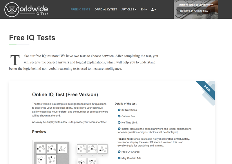 Worldwide IQ Test - test iq online