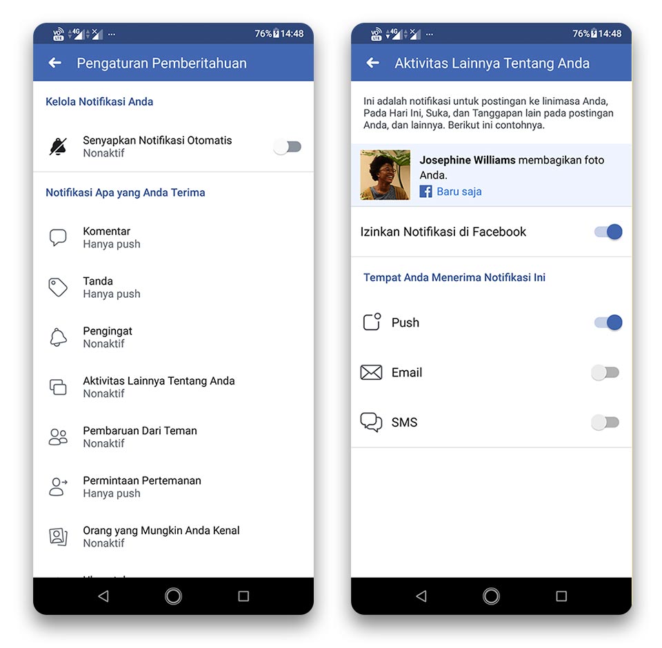 mematikan notifikasi facebook dari aplikasi