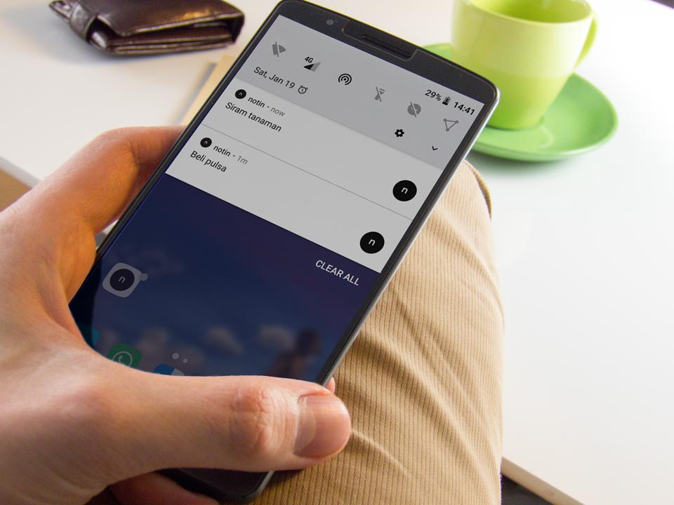 catat di notifikasi android