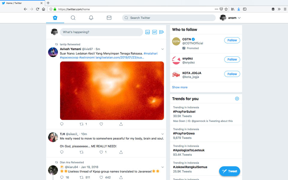 tampilan baru situs twitter