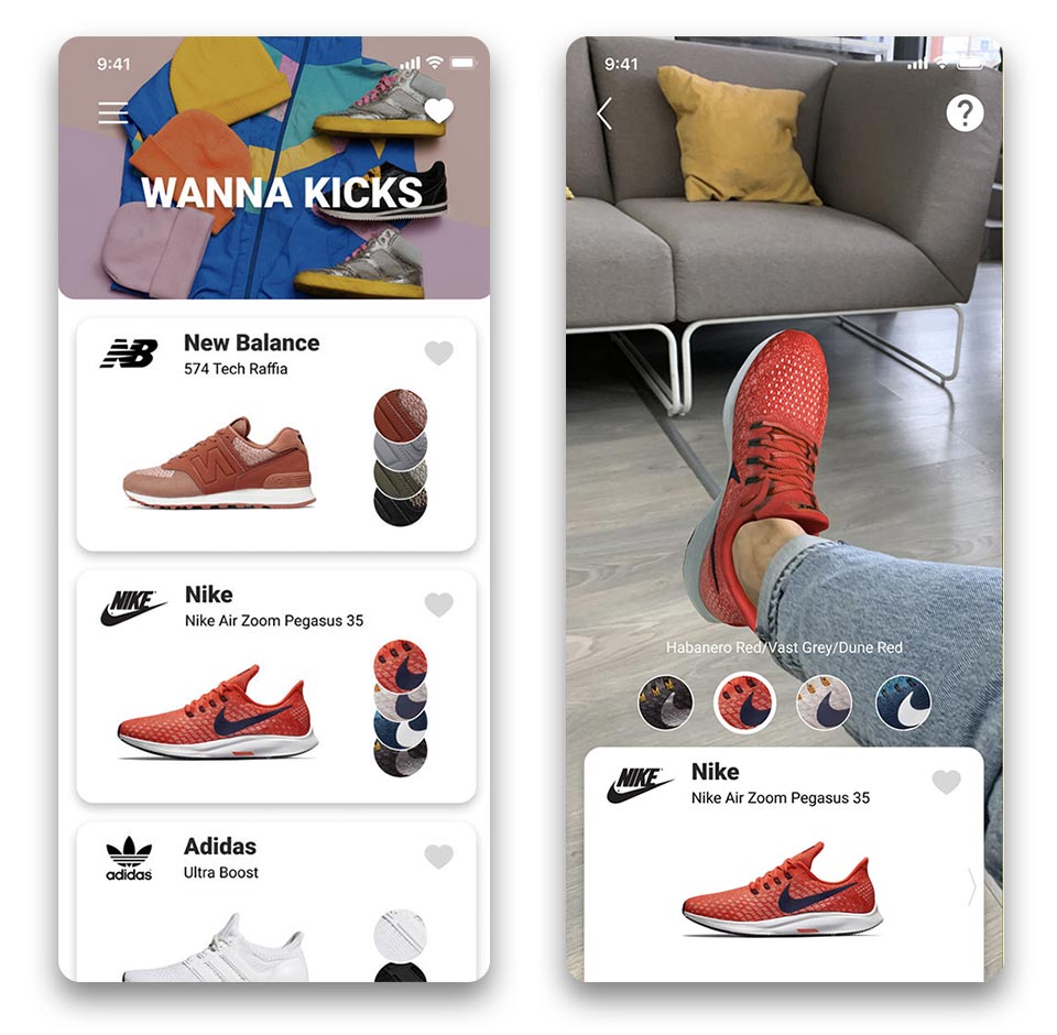coba sepatu di aplikasi iphone