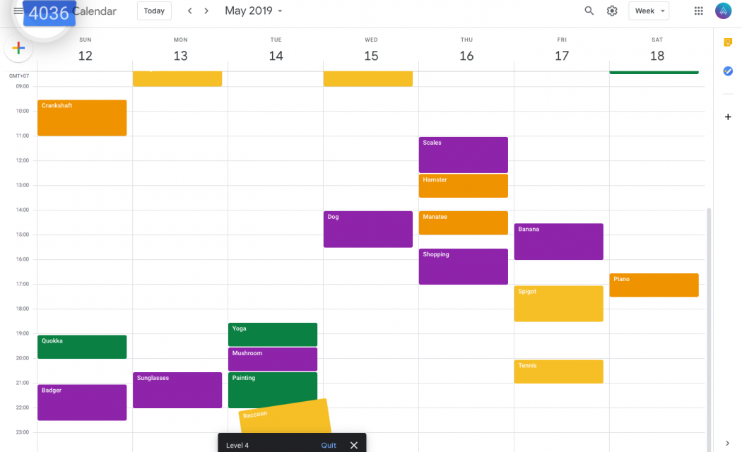 google calendar space invader
