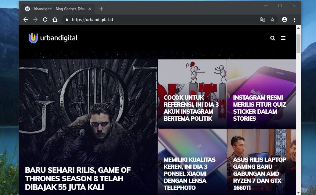 tampilan dark mode chrome windows