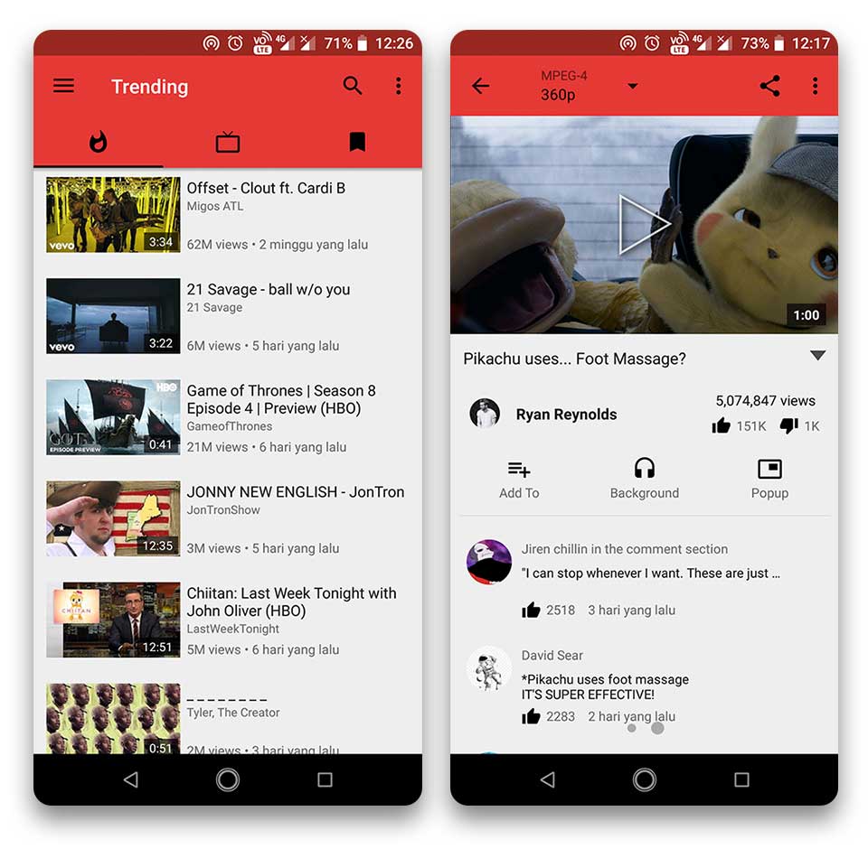 tampilan aplikasi youtube habo