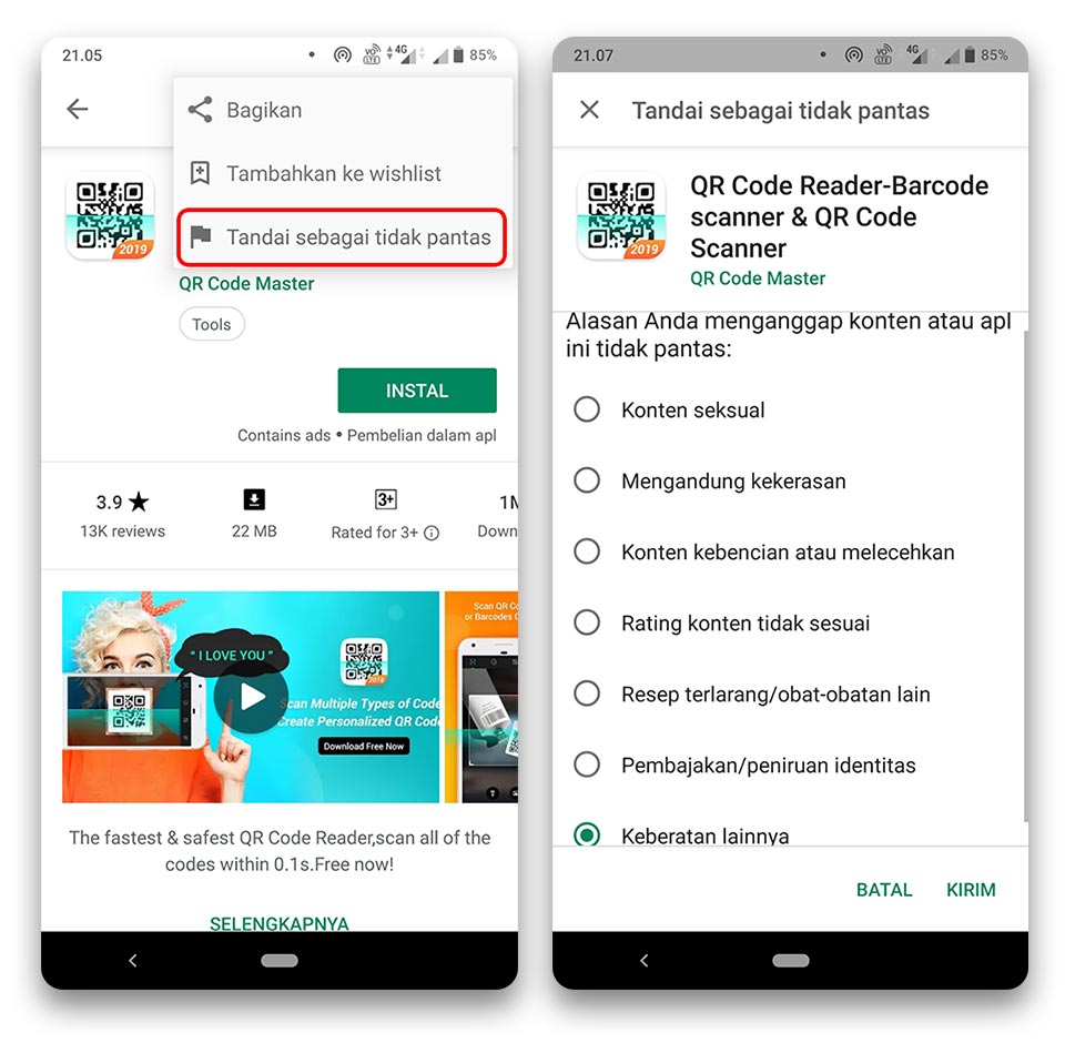 Cara Melaporkan Aplikasi di Play Store