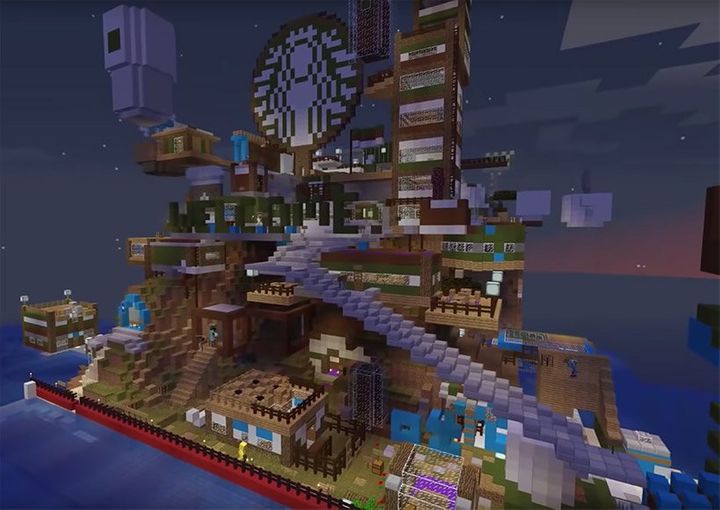 Begini Jadinya Saat 200 Orang Membuat Starbucks Islands di Minecraft