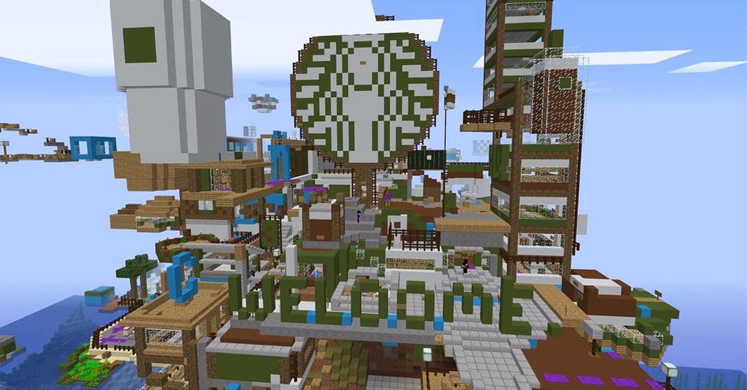 Begini Jadinya Saat 200 Orang Membuat Starbucks Islands di Minecraft