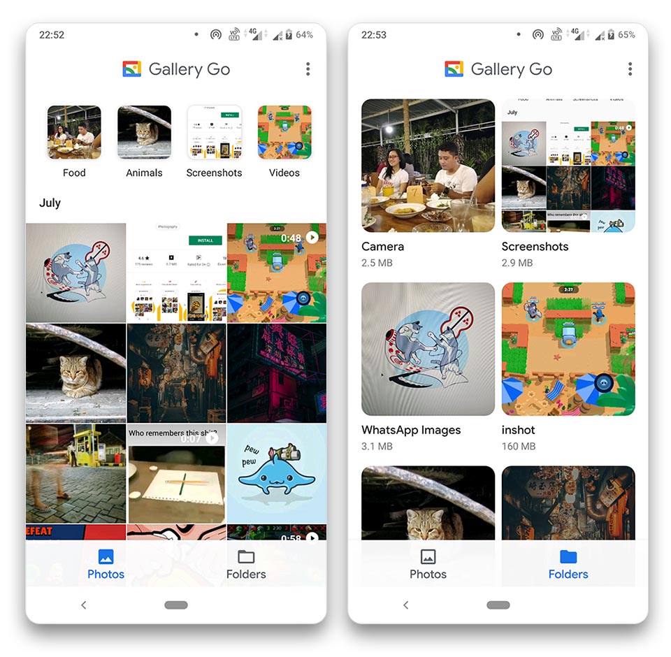 Penampilan aplikasi galeri foto google
