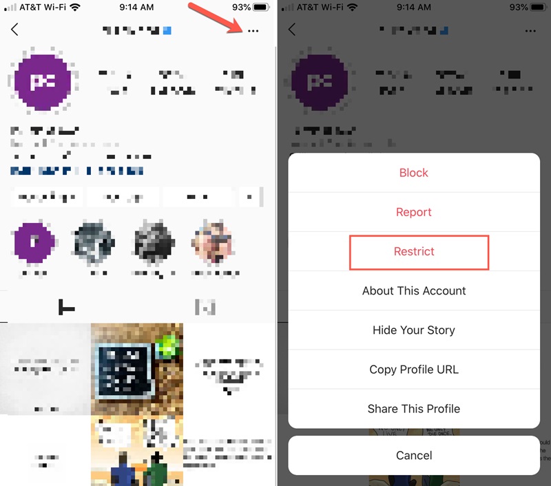 Aktifkan Fitur Restrict Lewat Aplikasi Instagram