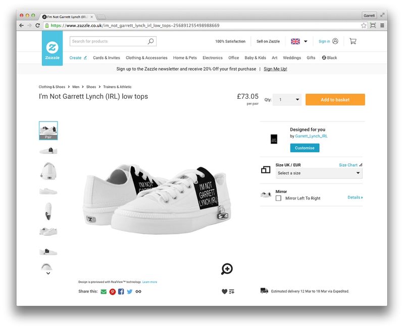 Zazzle - website untuk kustom desain sepatu
