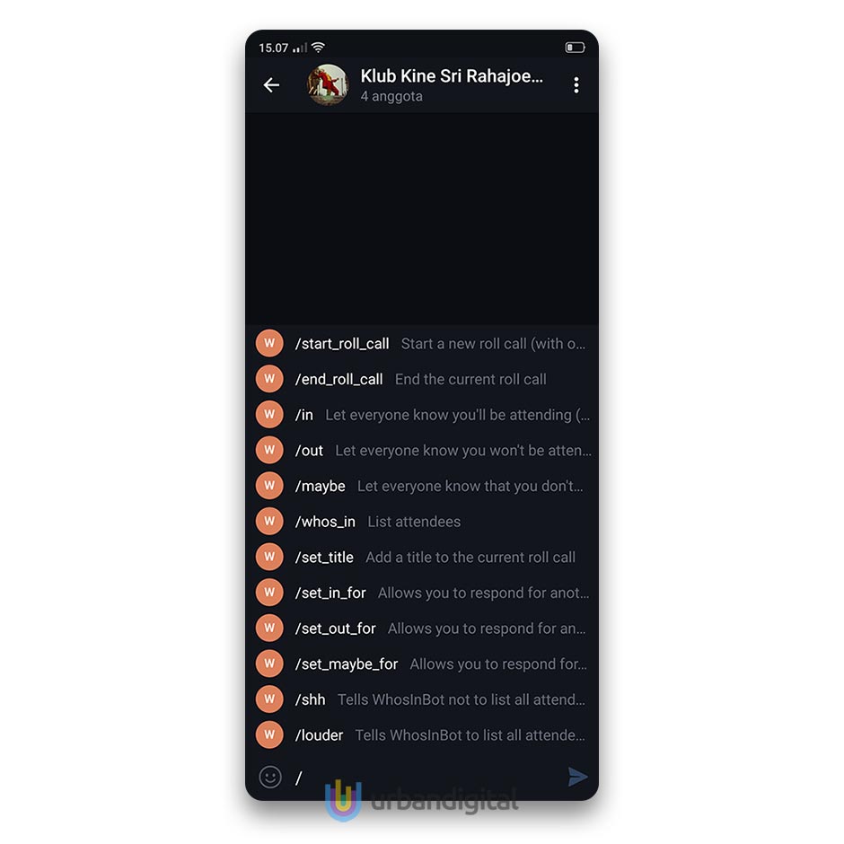 daftar perintah bot acara telegram