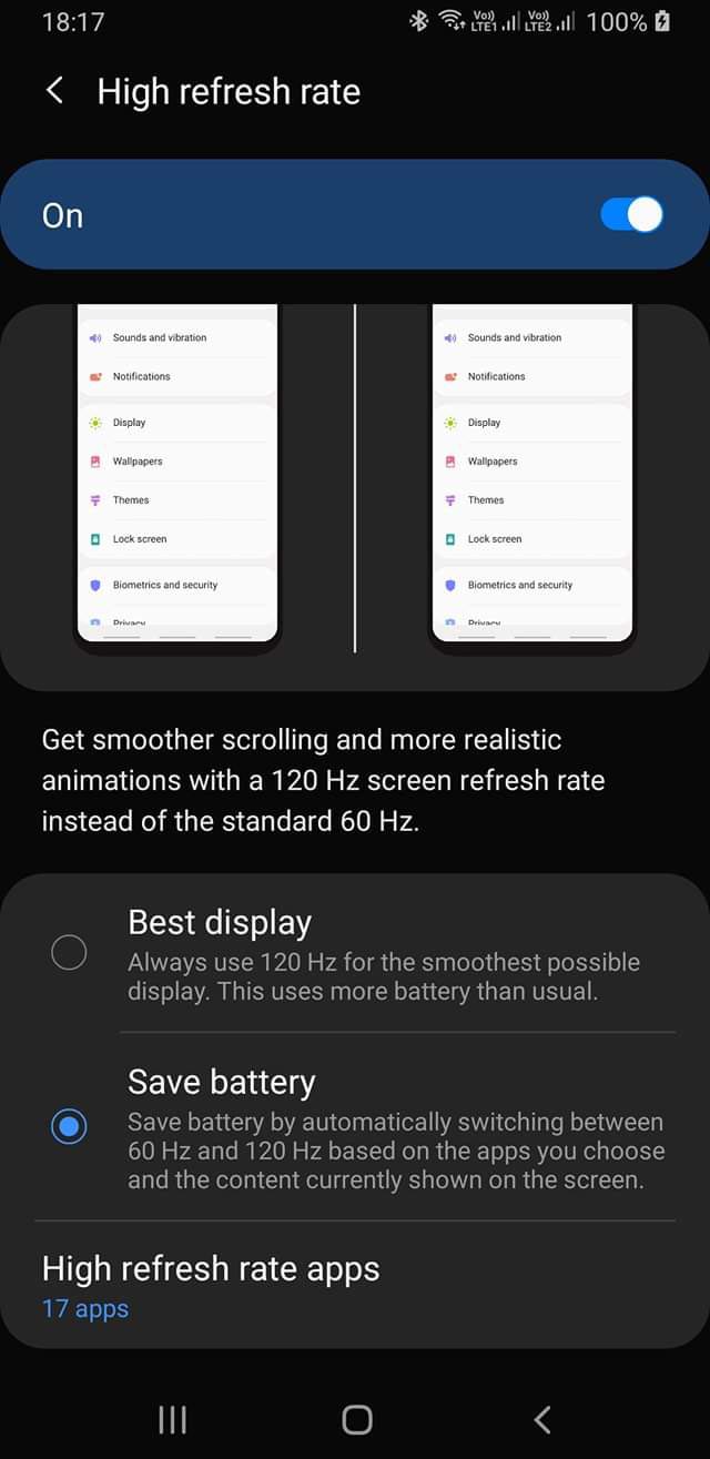 bocoran setelan layar 120hz samsung