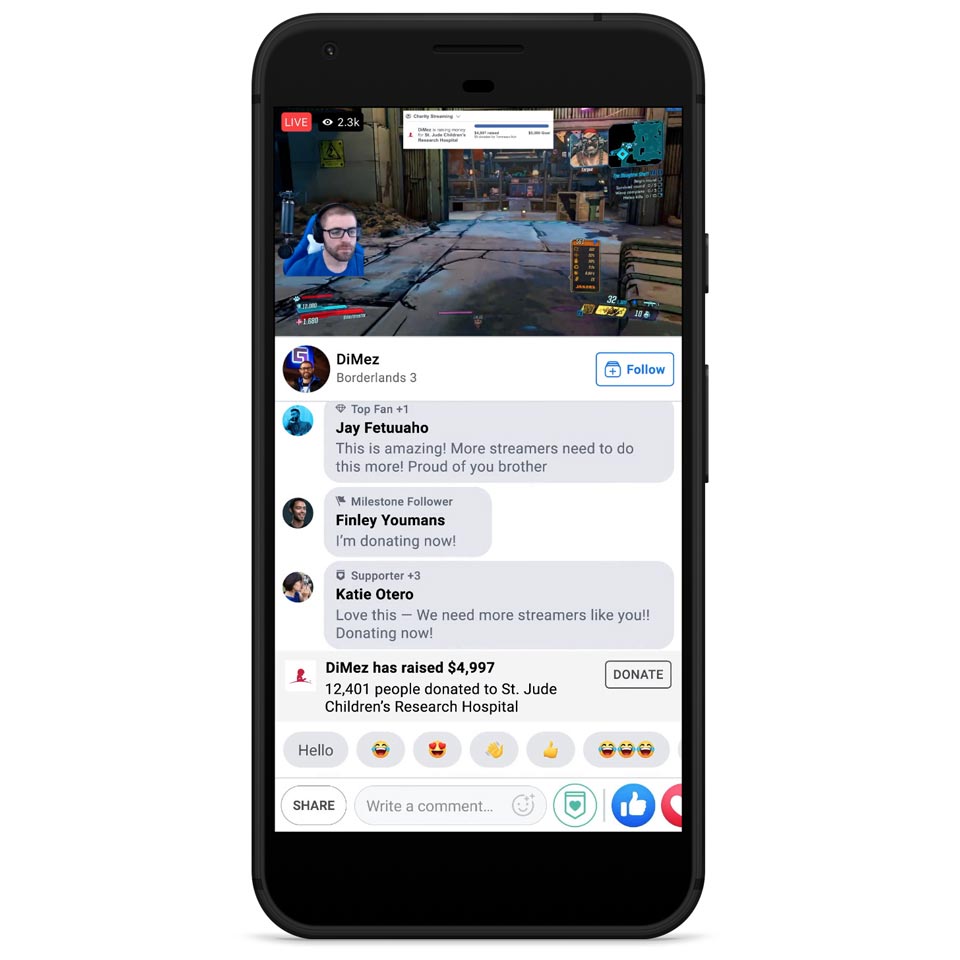 donasi di gaming livestream facebook