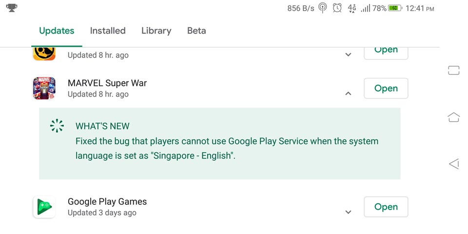 pembaruan marvel super war untuk google play games