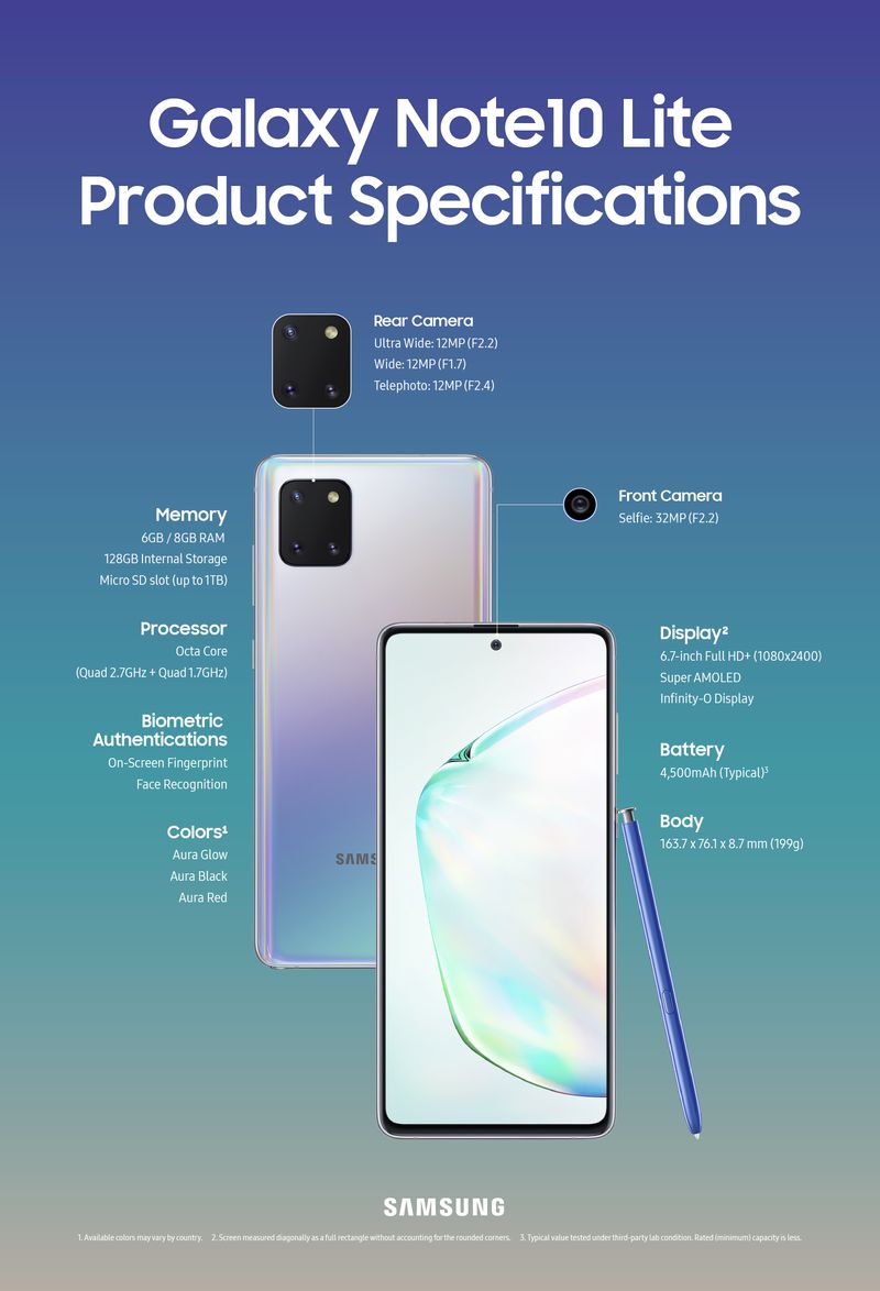 Inlah Smartphone Samsung Galaxy S10 Lite dan Note 10 Lite