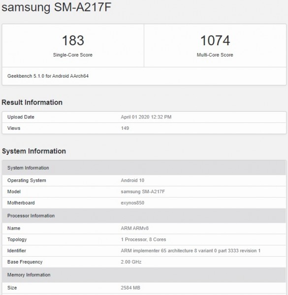Samsung Galaxy A21s Sambangi Geekbench dengan SoC Exynos 850