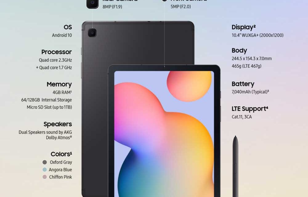 spesifikasi samsung galaxy tab s6 liteSamsung Merilis Galaxy Tab S6 Lite Secara Resmi