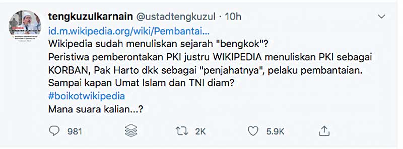 Heboh Boikot Wikipedia Akibat Sejarah Indonesia Diubah